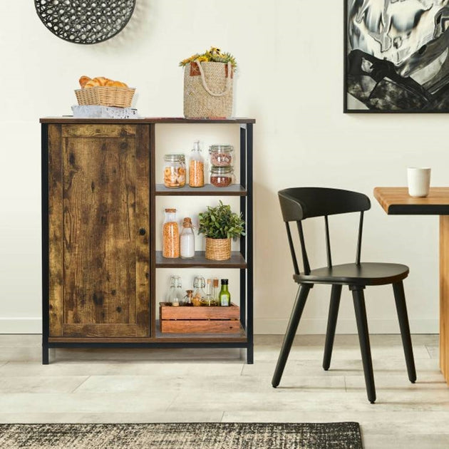 Hivvago Sideboard Cabinet Black Brown 3