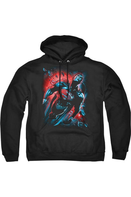 Gildan Superman Red Sun Hooded Sweatshirt Black Small 2