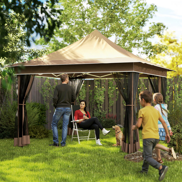 Hivvago 12x12 Pop Up Canopy Tent Beige 5
