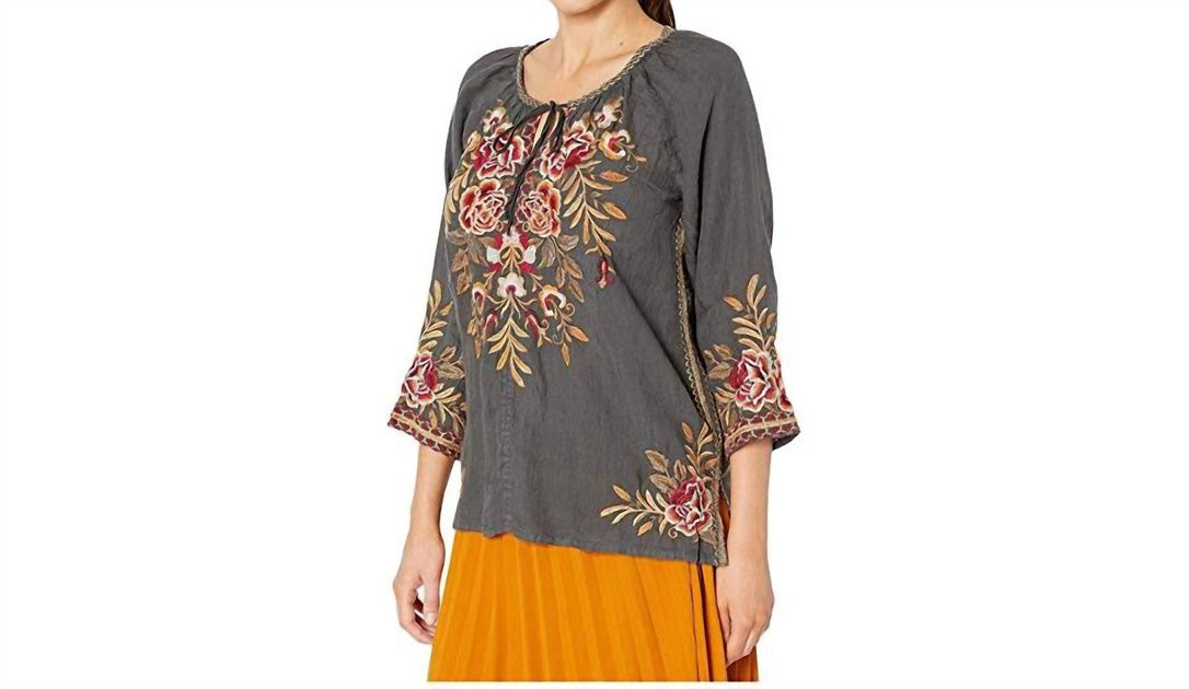 Johnny Was Charlotte Peasant Blouse Grey Medium 3