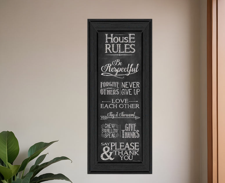 Hivvago House Rules Framed Print Wall Art Black 2