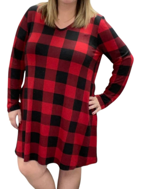 honeyme Buffalo Plaid Dress Red 3X 2