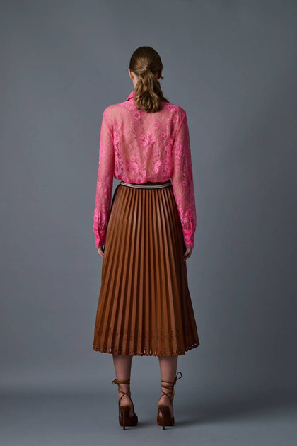 Le Superbe Pleats To Meet You Skirt Brown Small 4