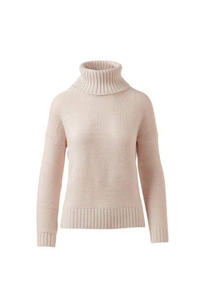 Kinross Garter Turtleneck Sweater Beige Large 2