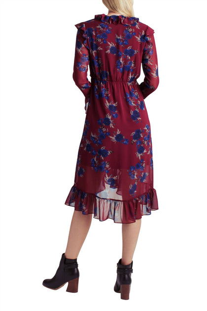 Kensie Ruffle Hem Faux Wrap Dress Red Large 3