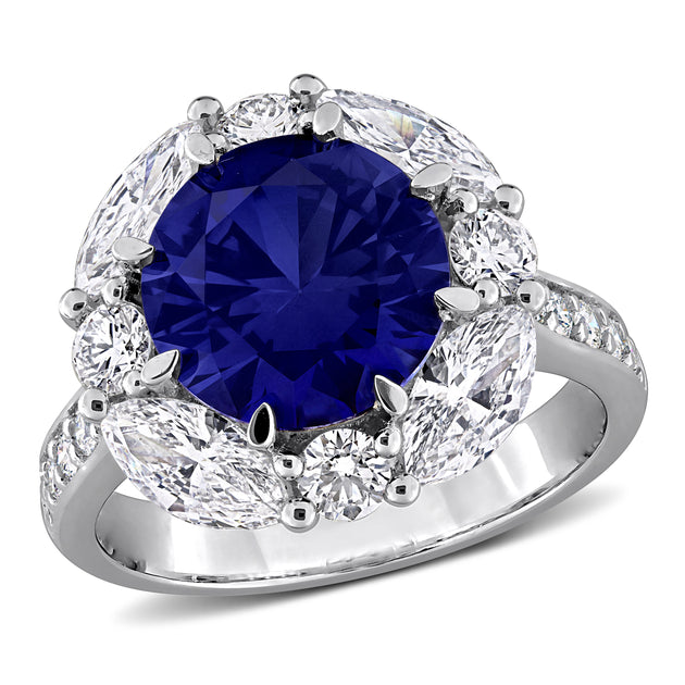 Mimi & Max Created Forever Halo Ring Blue US 8 2