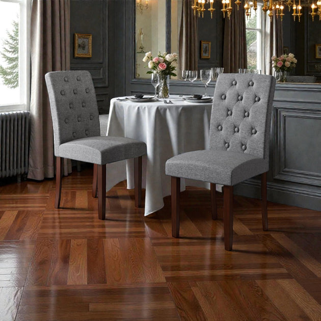 Hivvago High-Back Wooden Dining Chair Beige/Gray 3