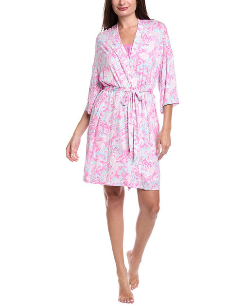 Ellen Tracy 2pc Robe & Pant Set Purple Medium 2