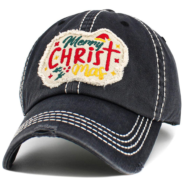 FASHNZFAB Merry Christmas Message Baseball Cap Black 3