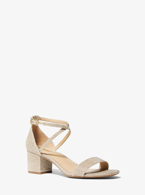 Michael Kors Serena Flex Glitter Chain-Mesh Sandal Silver US 11 2