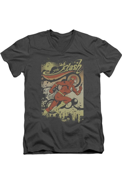 Gildan DC Comics Flash V-Neck T-Shirt Black Large 2
