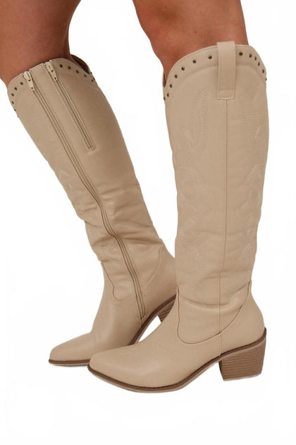 OLEM High Range Wide-Calf Boots Beige US 6 2