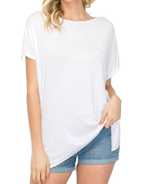 a.gain Boat Neck Short Sleeve Tee Top White Medium 2