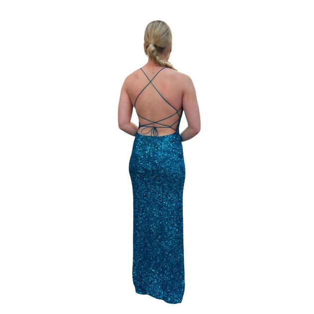 Chandalier Squareneck Maxi Dress Bleu US 8 3