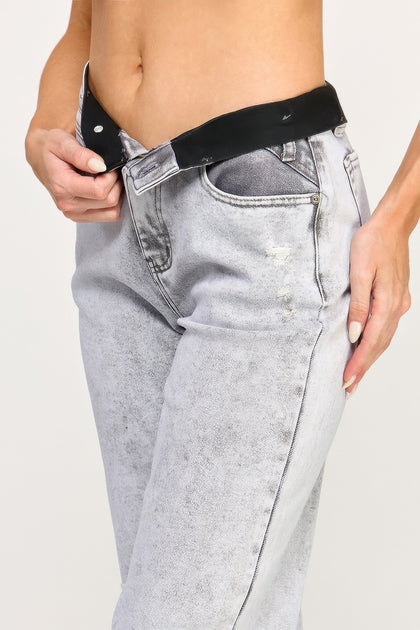 TRUEDAMES High Rise Wide Leg Jeans Light Grey US 12 4