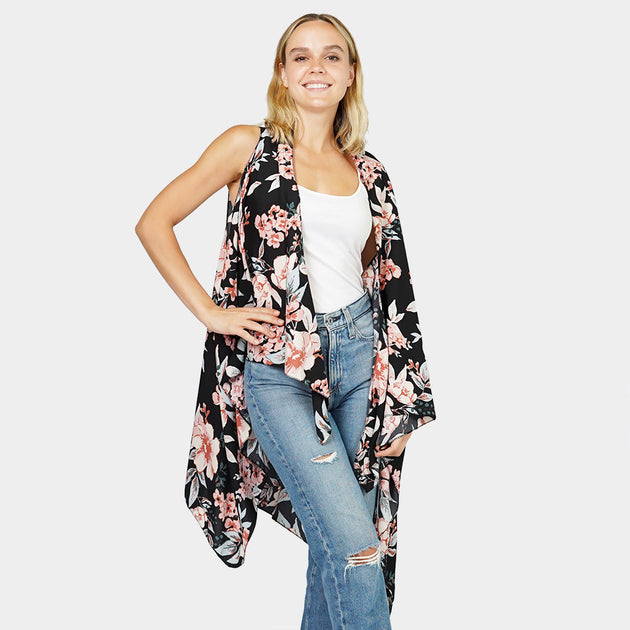 TRUEDAMES Flower Printed Vest Black One Size 3
