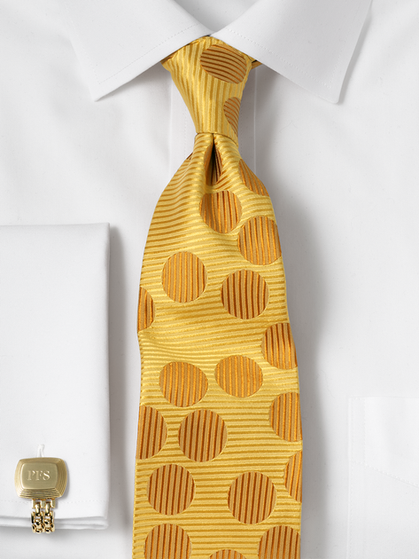 Paul Fredrick Circles Silk Tie Beige Long 3