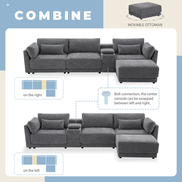 Streamdale L-Shaped Sectional Sofa Gray 5