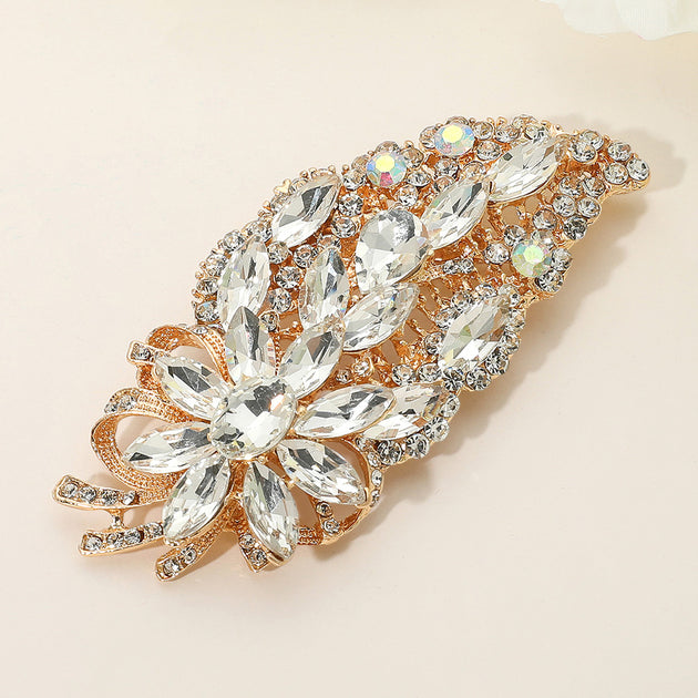 FASHNZFAB Flower Stone Cluster Leaf Pin Brooch Silver One Size 3
