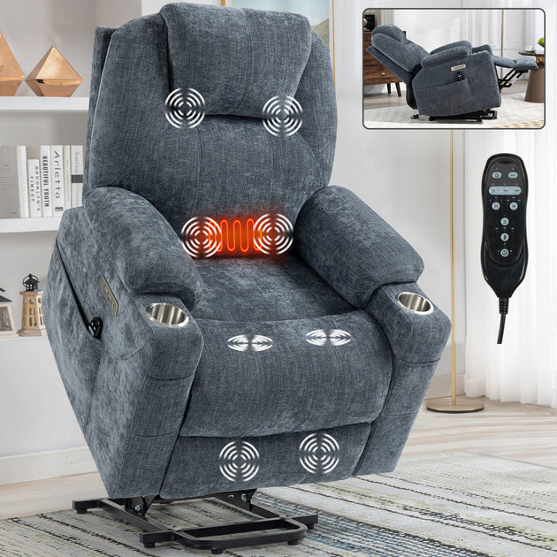 Streamdale Chenille Power Lift Recliner Blue 4