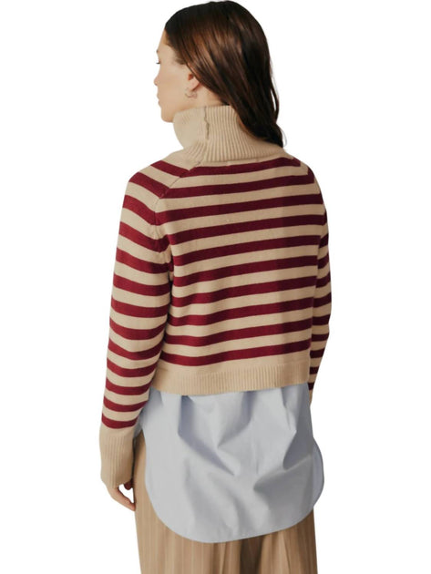DELUC Penny Striped Turtleneck Sweater Pink Large 4