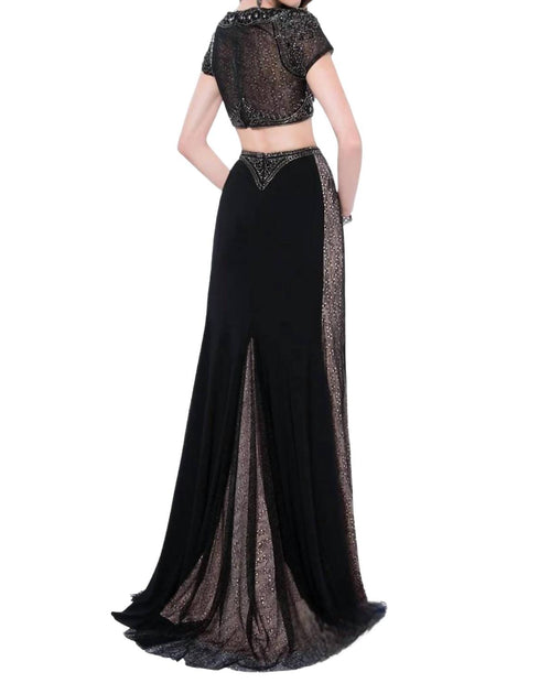 Terani Couture Zweiteiliges Prom Kleid Schwarz US 2 3