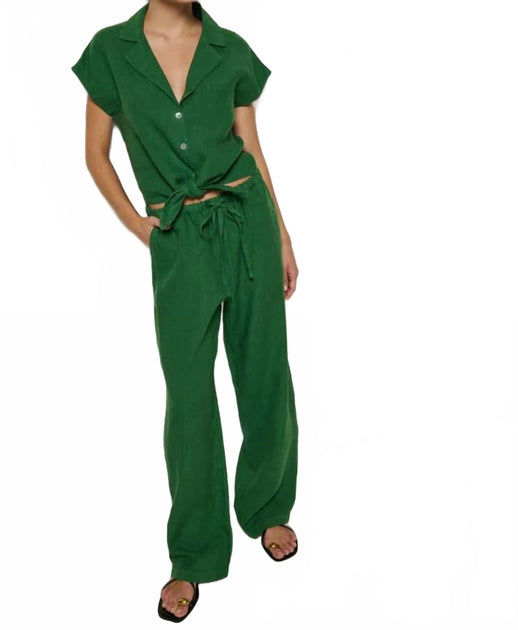 Nation LTD Lucia Tie Waist Pant Green Small 4