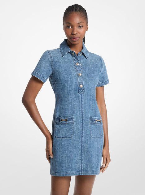 Michael Kors Carson Denim Mini Dress Multi US 2 2
