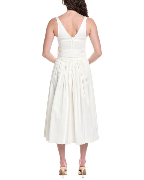 Rebecca Taylor Ottoman Linen-Blend A-Line Dress White US 10 3