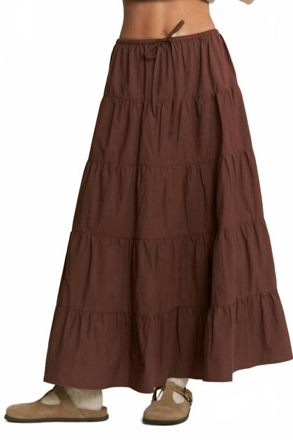 In The Beginning Junie Tiered Maxi Skirt Red Medium 3