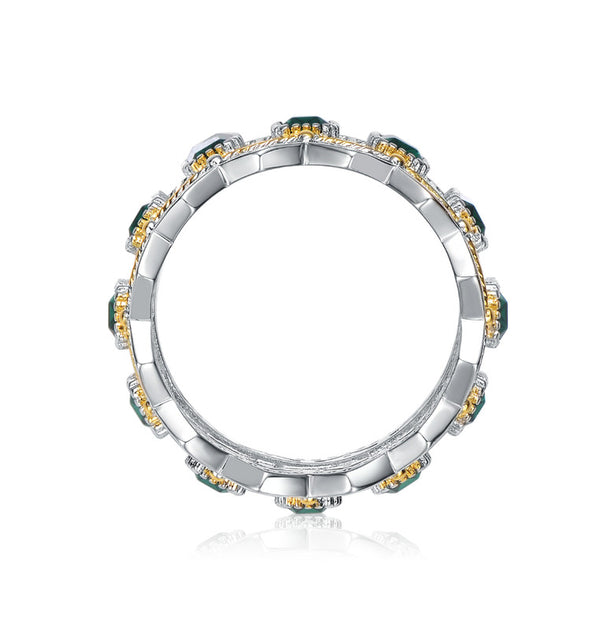 Rachel Glauber Two-Tone Cocktail Ring Blue US 7 3