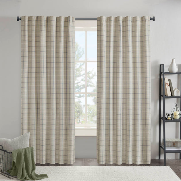 BreeBe 1PC Plaid Gardinenpanel Schwarz 50x95 4