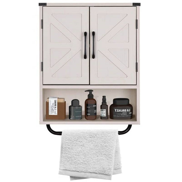 Hivvago Farmhouse Bathroom Wall Cabinet White 2