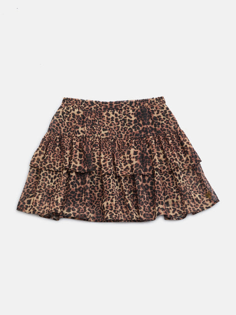 Guess Factory Noel Leopard Layered Skirt Brown US 7 2