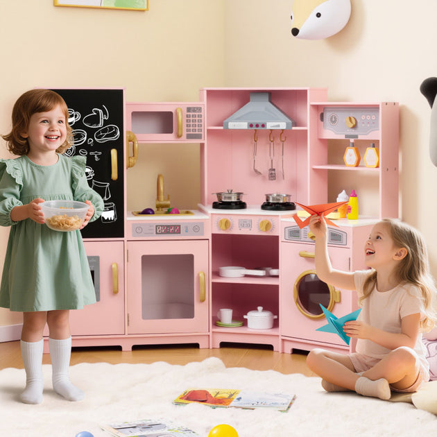 Hivvago Corner Wooden Play Kitchen Multicolor 4