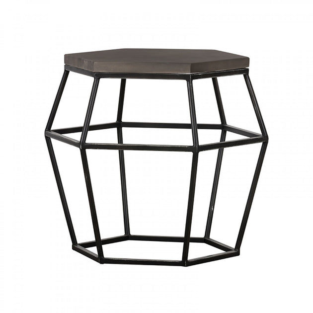 Hivvago Hexagonal Concrete End Table Gray/Black 3
