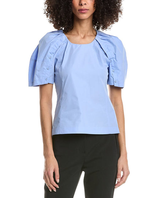 3.1 Phillip Lim Bloom Sleeve Scoop Neck Top Blue US 00 2