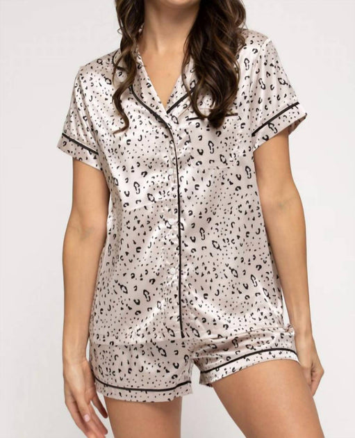 SHE + SKY Satin Pajama Set Pink Small 2