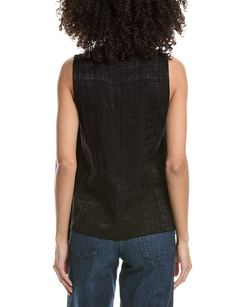 3.1 Phillip Lim Fluid Plaid Sleeveless Top Black US 2 3