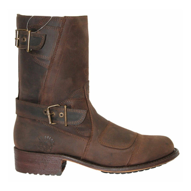 Grinders El Paso Tan Brown Leather Cowboy Boots - Mid Calf, Zip Closure, Men's Sizes