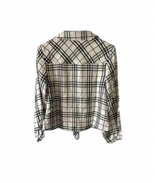 Sanctuary Plaid Button Down Shirt White Medium 3