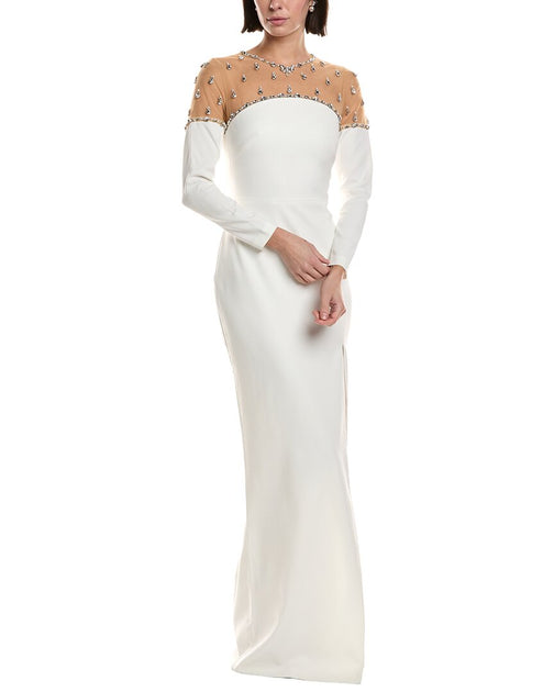 Marchesa Notte Crepe Maxi Dress White US 0 2