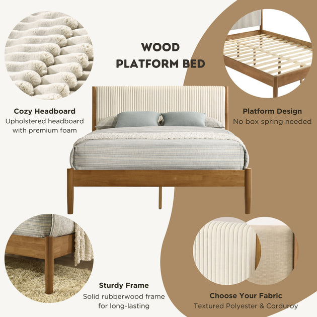 Streamdale Vichy Rubberwood Platform Bed 4