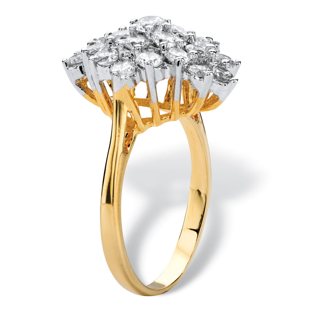 Palm Cubic Zirconia Gold-Plated Cocktail Ring Silver US 10 3