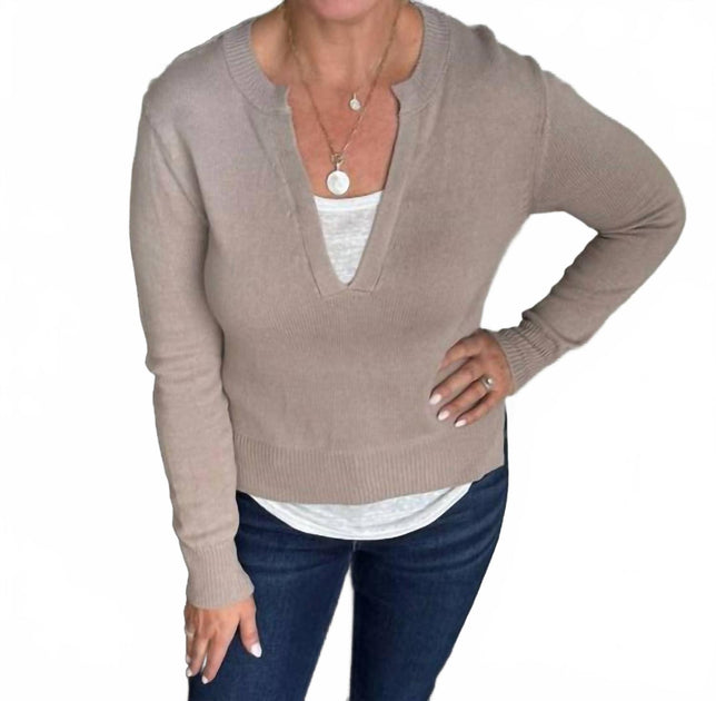 ELAN Sally V-Neck Sweater Grey Medium 2