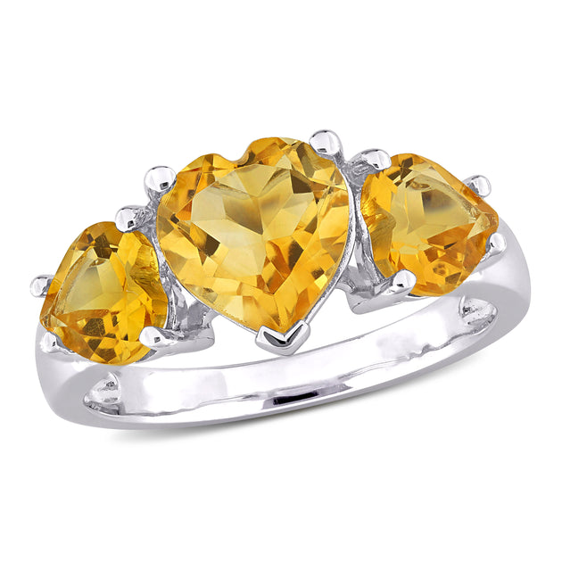 Mimi & Max 3-Stone Heart Citrine Ring Orange US 7.5 2