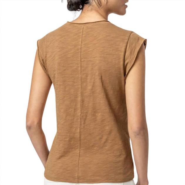 Lilla P Women's Cap Sleeve V Neck Tank Brown XSmall 3