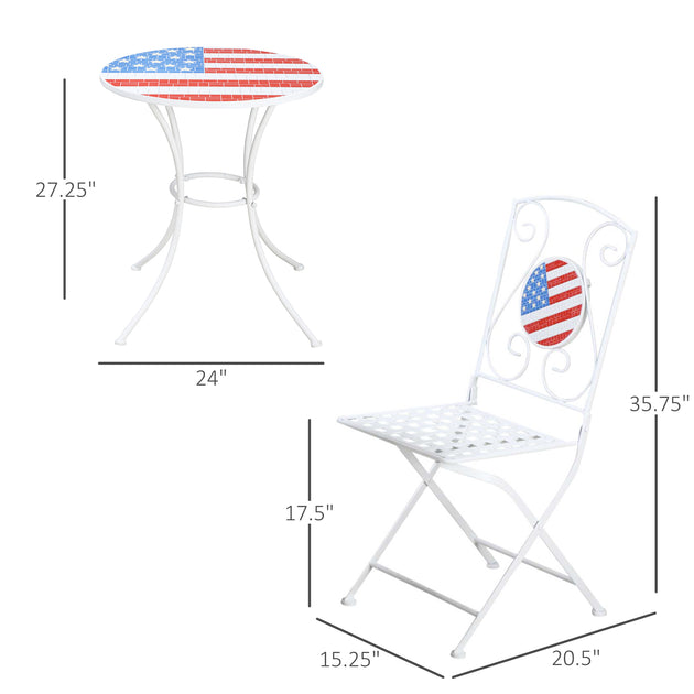 Hivvago Folding Bistro Table and Chair Set White 4