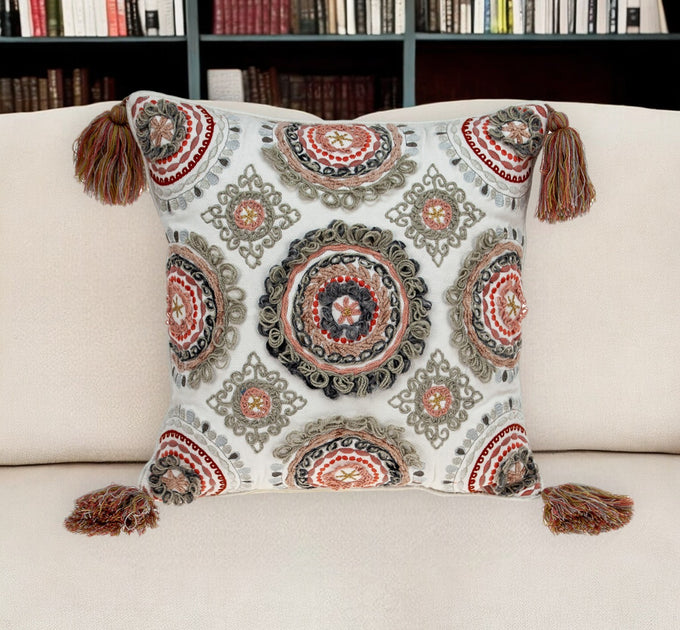 Hivvago 18 inch Throw Pillow Red White 2