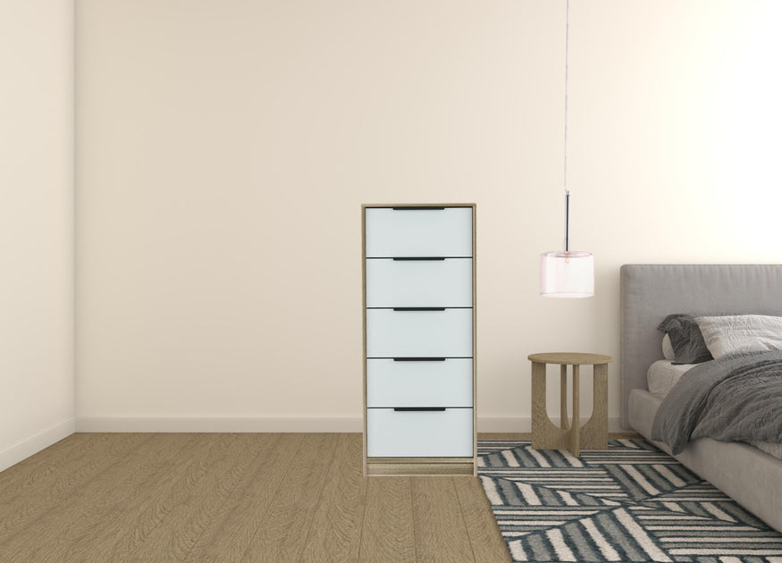Hivvago 42in Five Drawer Chest Brown White 3